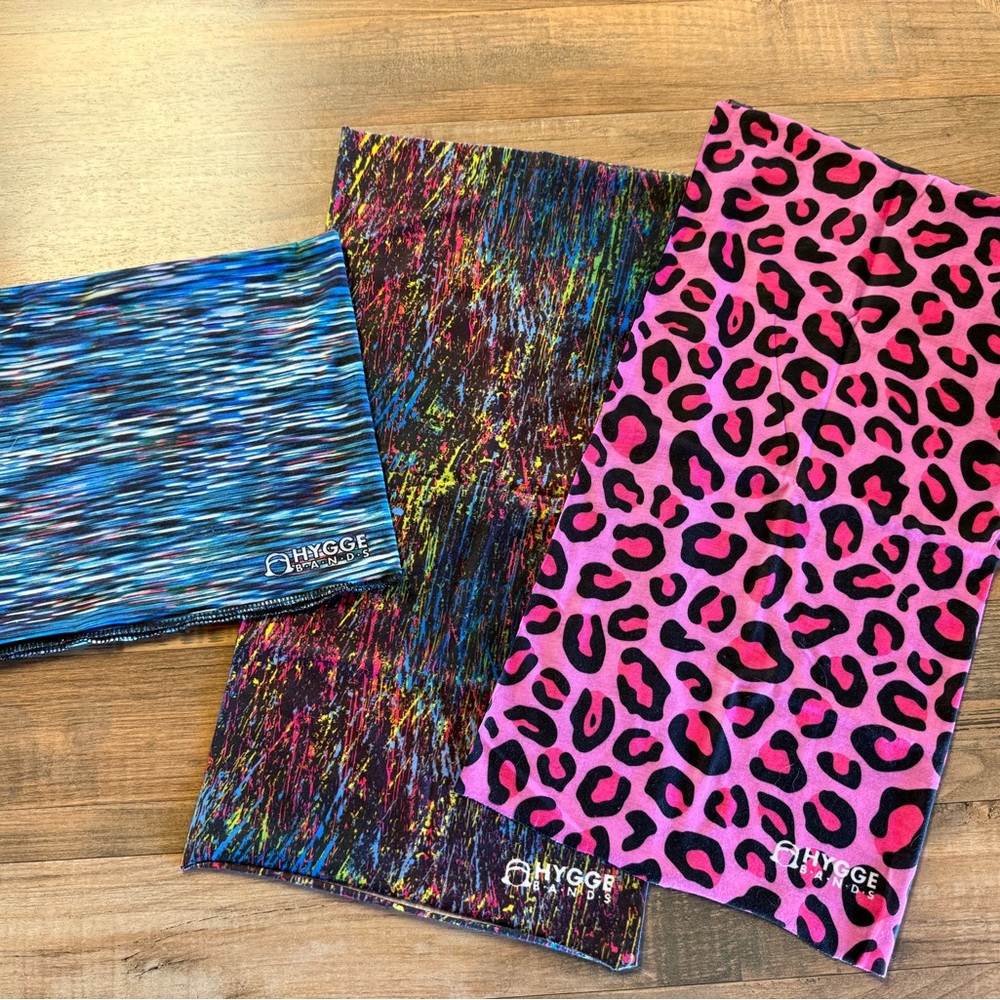 Multicolor neck gaiter, buff , headwear set